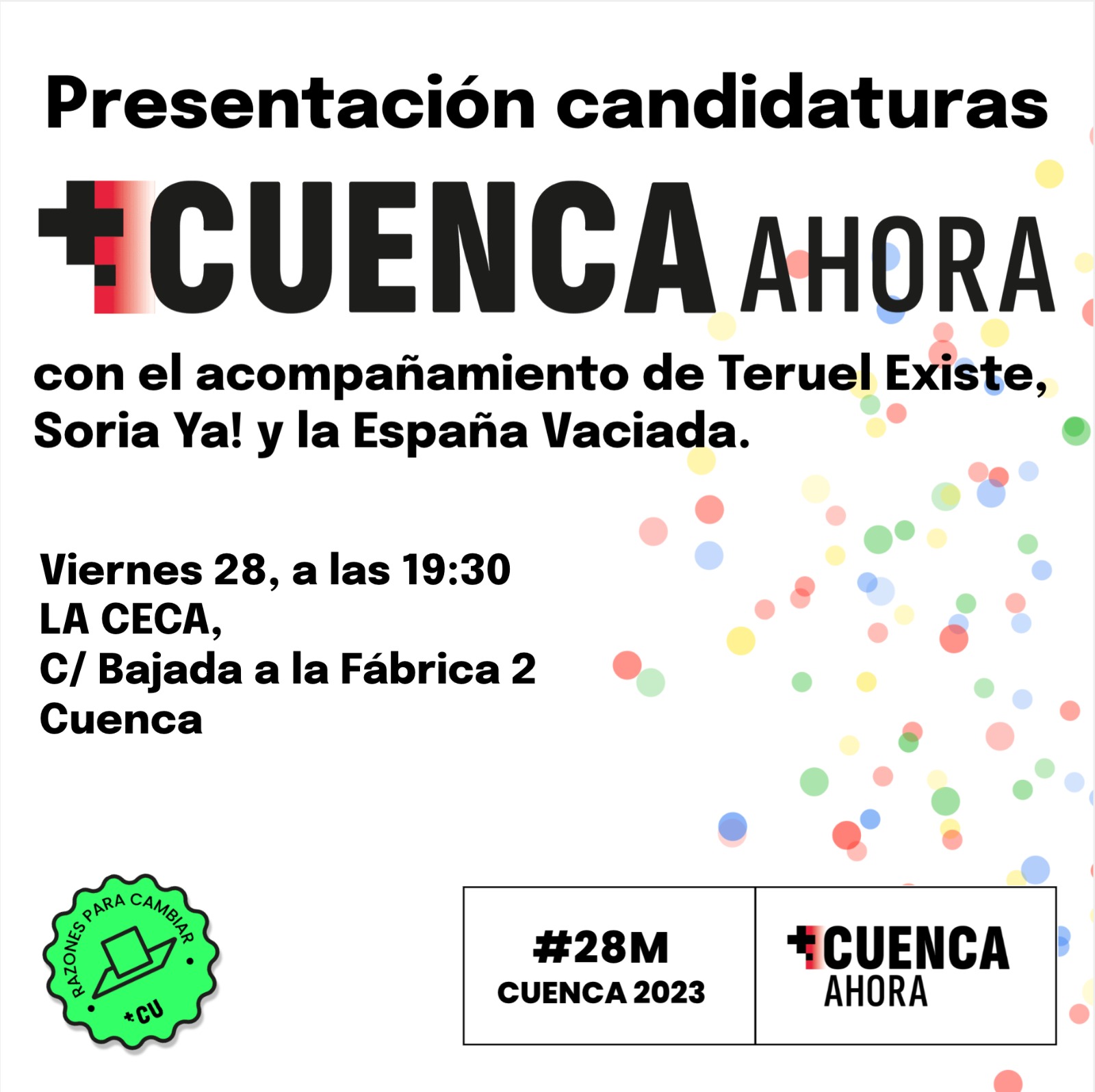 +CUENCA Ahora presentará este viernes en la capital conquense sus candidaturas en un acto junto con España Vaciada, Teruel Existe y Soria ¡YA!
